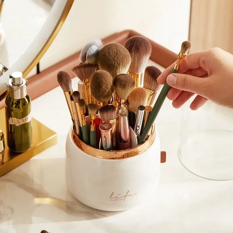 Fancy 360° Rotating Makeup Brushes Holder, Portable Desktop Makeup Brush Organizer With Lid, Desktop Makeup Brush Storage Bucket, Lipstick Eyebrow Pencil Holder, Vanity Dressing Table Brush Display Box, Acrylic Dust Free Waterproof Makeup Container Fancy 360° Rotating Makeup Brushes Holder, Portable Desktop Makeup Brush Organizer With Lid, Desktop Makeup Brush Storage Bucket, Lipstick Eyebrow Pencil Holder, Vanity Dressing Table Brush Display Box, Acrylic Dust Free Waterproof Makeup Container